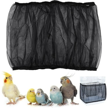 BUZIFU Bird Cage Cover, Adjustable Bird Cage Net Cover Soft Easy Cleaning Nylon Mesh Net Cover Skirt Guard Tidy Bird Cage Cover Ventilate Dustproof Stretchy Bird Seed Catcher for Bird, Birdcage