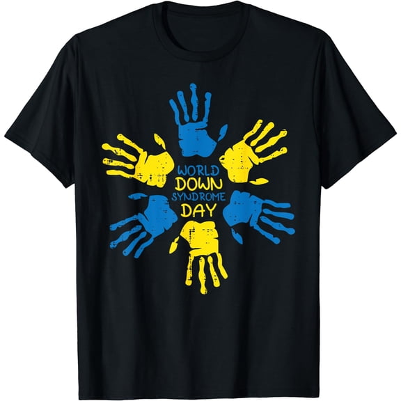 World Down Syndrome Day Hands Awareness 321 Men Women Kids T-Shirt Black Small