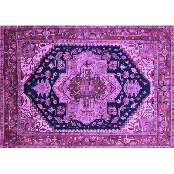 Ahgly Company Indoor Rectangle Geometric Purple Traditional Area Rugs, 7' x 9'