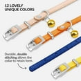 thumbnail image 5 of Leather Cat Collar with Bell - Kitten Collar, Small and Big Cat Collar for Boy Cats, Girl Cats with Safety Elastic Strap, 5 of 6