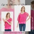 thumbnail image 4 of Women's Casual Sexy Off Shoulder T-Shirt Tops, 80s 90s Outfit Short Sleeve Oversized 80's Costume Neon Clothes, 4 of 6