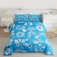 thumbnail image 2 of Feelyou Blue Flower Teen Queen Comforter Set, Fashion Ink Floral Bedding Sets, Shamrock Groovy Blossoms Reversible Bedding Comforter Set, Lightweight Room Decor, 3 Pieces, 2 of 8