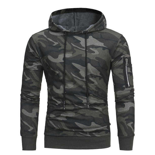 Sudadera con capucha y cremallera de manga larga para hombre, sudadera con capucha, Tops, abrigo con estampado de camuflaje, prendas de vestir Pompotops oipoqjl14909