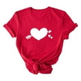 thumbnail image 2 of Uaswgudfs Valentine's Day Women's Graphic Tee Round Neck Short Sleeve Top Blouse, Trendy Ladies Daily Wear Shirt, Cute Valentine's Day Outfit Top Red L, 2 of 5