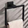 thumbnail image 5 of Toallero de pared con aro, diseño cuadrado moderno, acero inoxidable SUS304 negro mate, EGK8009-B, 5 of 5