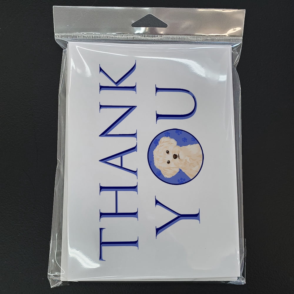 Poodle Toy Cream Thank You Greeting Cards and Envelopes Pack of 8 7 in x 5 in