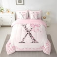 thumbnail image 2 of Castle Fairy Initial X 7-Piece Bedding Comforter Set,Dreamy Princess King Bedding Sets,Leopard Print Ultra Soft Bed Sheets,Breathable Flower Home Decor,Reversible, 2 of 8