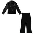 thumbnail image 3 of YiZYiF Boys Shiny Long Sleeve Button-Down Shirt and Flared Pants Disco Hip Hop Latin Jazz Dance Set Black 8, 3 of 6