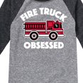 thumbnail image 3 of Instant Message - Fire Truck Obsessed - Toddler & Youth Raglan Graphic T-Shirt, 3 of 6
