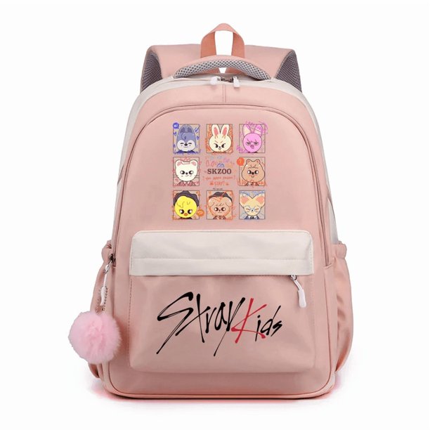 Mochila Stray Kids, estilo universitario, estampado digital, terciopelo