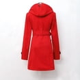 thumbnail image 3 of Womens Double Breasted Trench Coat Classic Lapel Belt Peacoat Fall Winter Warm Overcoat Outerwear with Hood, 3 of 3