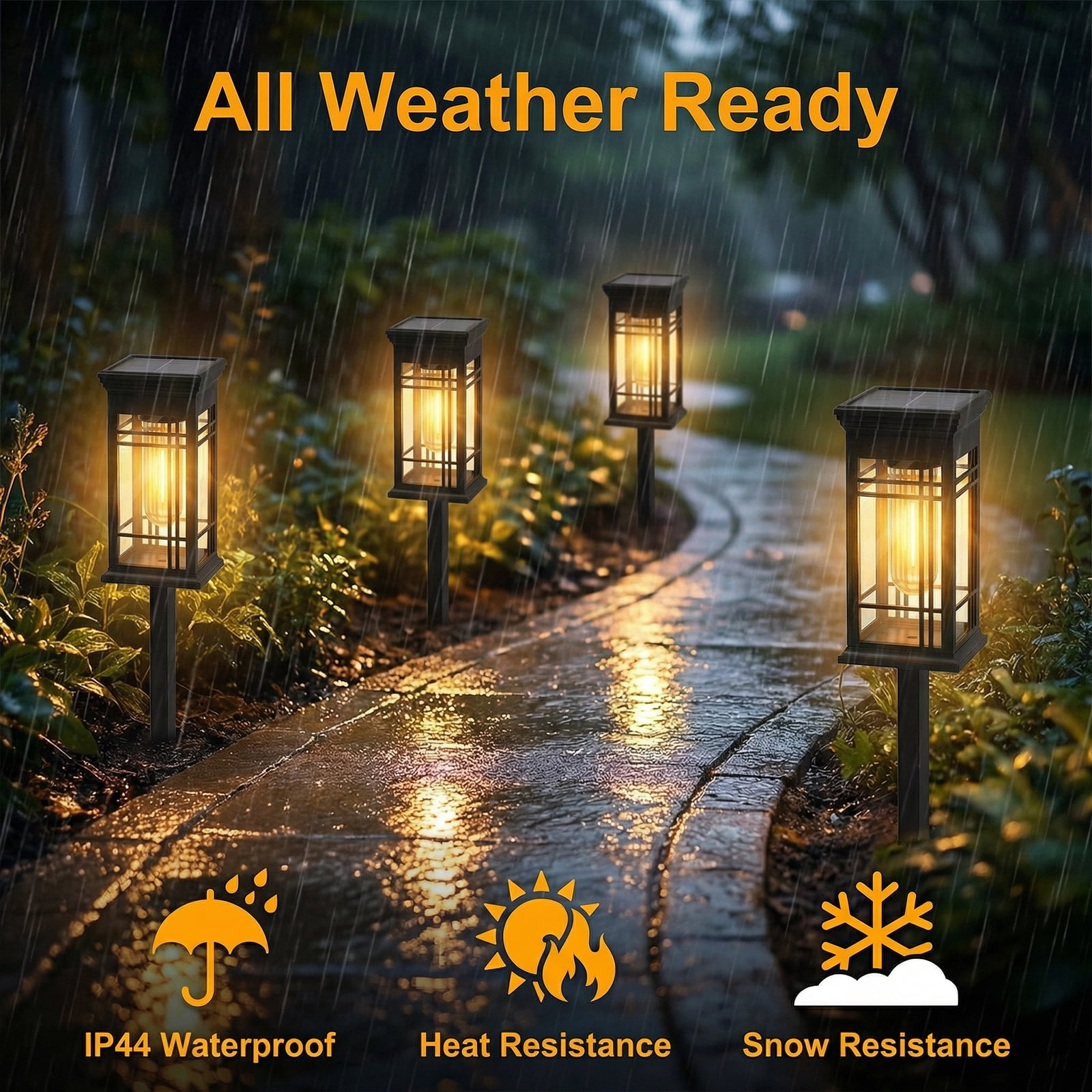 Fohil 4 Pack Solar Lights Outdoor Waterproof ,Solar Landscape Pathways Lights Waterproof LED