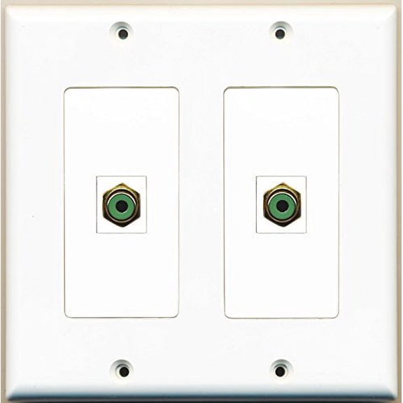 RiteAV - 2 Port RCA Green - Dual Gang Wall Plate