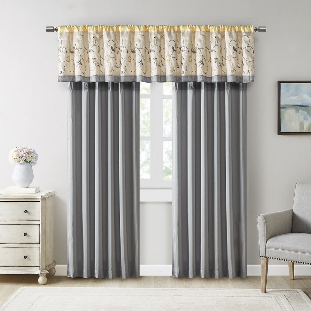 MAYEERTY 50x18" Embroidered Window Valance Yellow