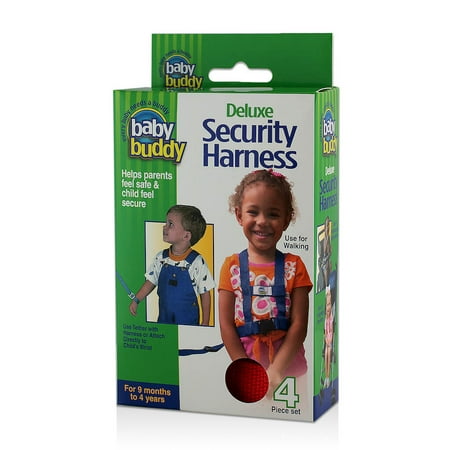 Baby Buddy Deluxe Security Harness with Safety Wrist Leash & Chair Straps for Toddlers, Red