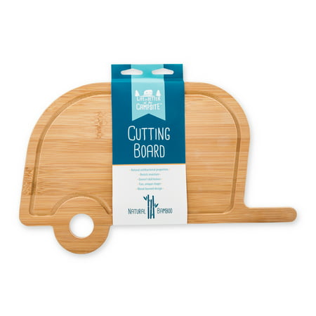 Camco Life is Better at The Campsite Retro RV Shaped Bamboo Wood Cutting Board for Food Prep - Doesn't Dull Knives, Resists Moisture and Has Antibacterial Properties