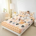 thumbnail image 4 of jejeloiu Kawaii Corgi Twin Sheet Sets,Pet Puppy Dogs Twin Fitted Sheet,Orange Plaid Checkered Flat Sheet For Teens,Microfiber Bedroom Decor,3 Pieces, 4 of 7