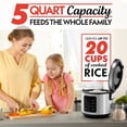 thumbnail image 6 of Gourmia 5 Qt Rice Cooker & Steamer, 20 Cup Cooked (10 Cup Uncooked) Stainless Steel, 6 of 11