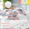 thumbnail image 2 of 3 Piece Blue Red Coastal Duvet Cover Set Full Size,Microfiber Comforter/Quilt Cover with Corner Ties and 2 Pillowcases,Sea Turtle Nautical Coral Summer Beach All Season Bedding with Zipper Closure, 2 of 8