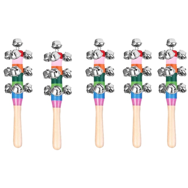 Jindong 5PC Colorful Rattles Christmas Hand Bell Musical Instrument Educational Toys