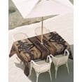 thumbnail image 3 of 52x70 Inch Outdoor Tablecloth with Umbrella Hole Zipper Rectangle Wooden Plank Rectangular Tablecloths Outside Waterproof Rustic Farmhouse Brown Black Barn Door Patio Table Cover for Picnic Party, 3 of 8