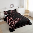 thumbnail image 2 of Sports Comforter Set King Basketball Bedding Set, Neon Glowing Red Bedding Comforter Sets Sport Theme Duvet Sets, Black Red Quilted Comforter Teenage Youth Home Decor 3pcs (Black Reversible), 2 of 5