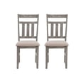 thumbnail image 2 of Linon Turino Set of 2 Slat Back Upholstered Dining Chairs in Weathered Gray Wood, 2 of 12