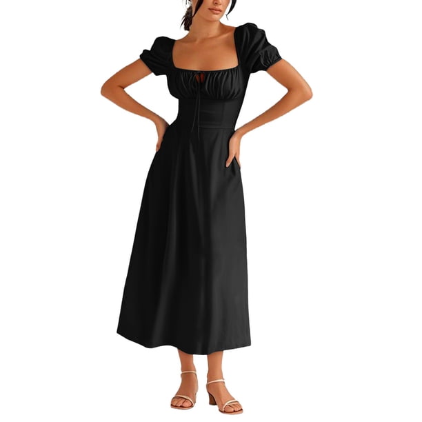 Vestido ajustado de color liso con abertura al estilo francés para mujer - Sin mangas, sin espalda, ajustado, poliéster spandex muy elástico, tallas S-XXL, largo midi
