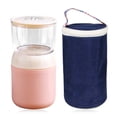 thumbnail image 1 of Taza de cereales 2 en 1 para llevar, tarro de comida aislado de acero inoxidable con cuchara y bolsa de almacenamiento, comida fría caliente, yogur, ensalada, desayuno, leche, fruta, 700 ml, 1 of 8
