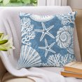 thumbnail image 3 of Pillow Covers 20x20 Set of 2, Blue Coastal Throw Pillow Covers Decorative Couch Cushion Cover, Conch Nautical Summer Starfish Shell Coral Microfiber Soft Pillowcases for Bedroom Living Room Sofa, 3 of 9
