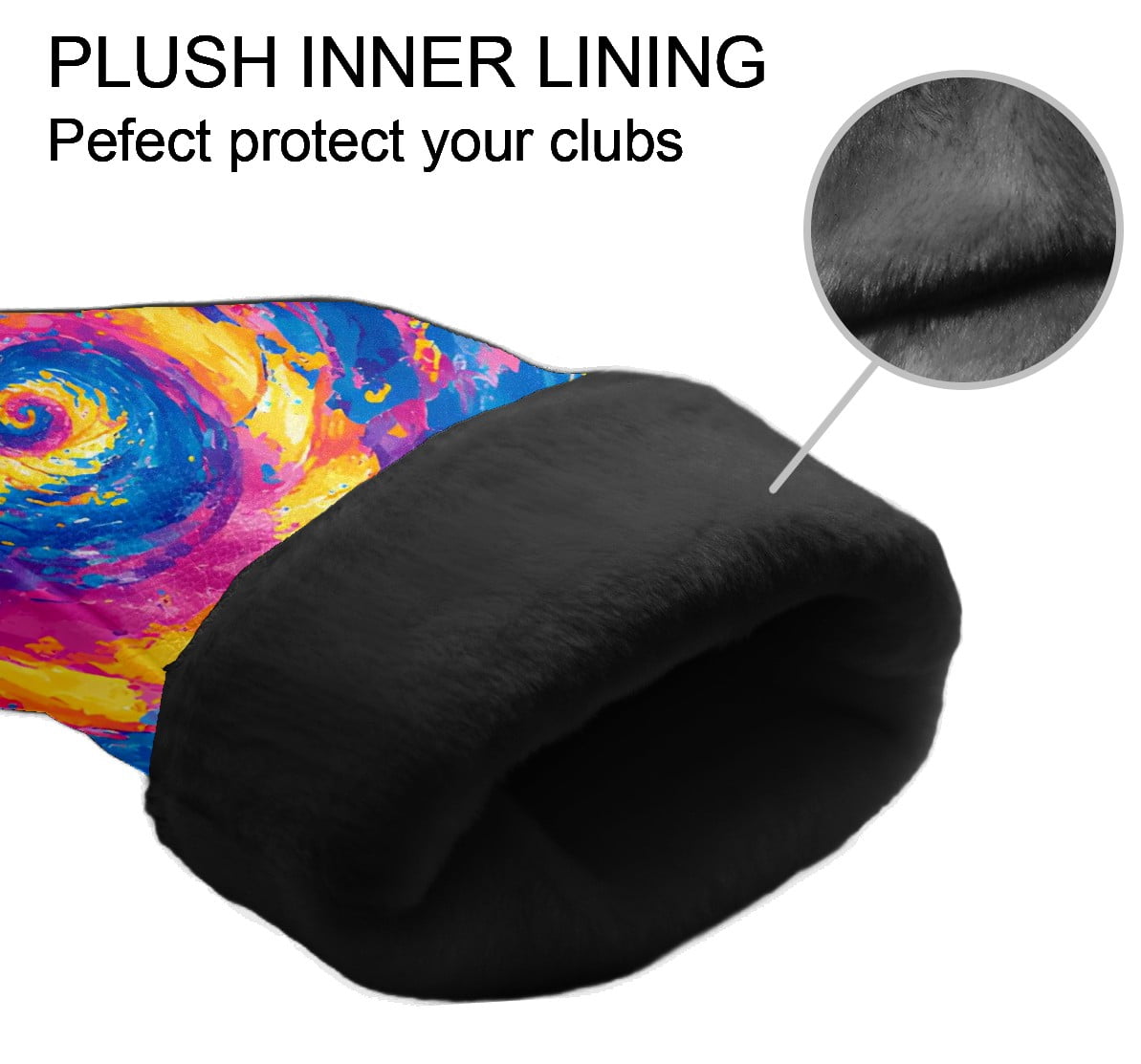Golf Club Covers, Purple Swirl Premium PU Leather Driver Hybrid Putter Head Covers with Velvet Lining, Waterproof Golf Gifts for Men Women