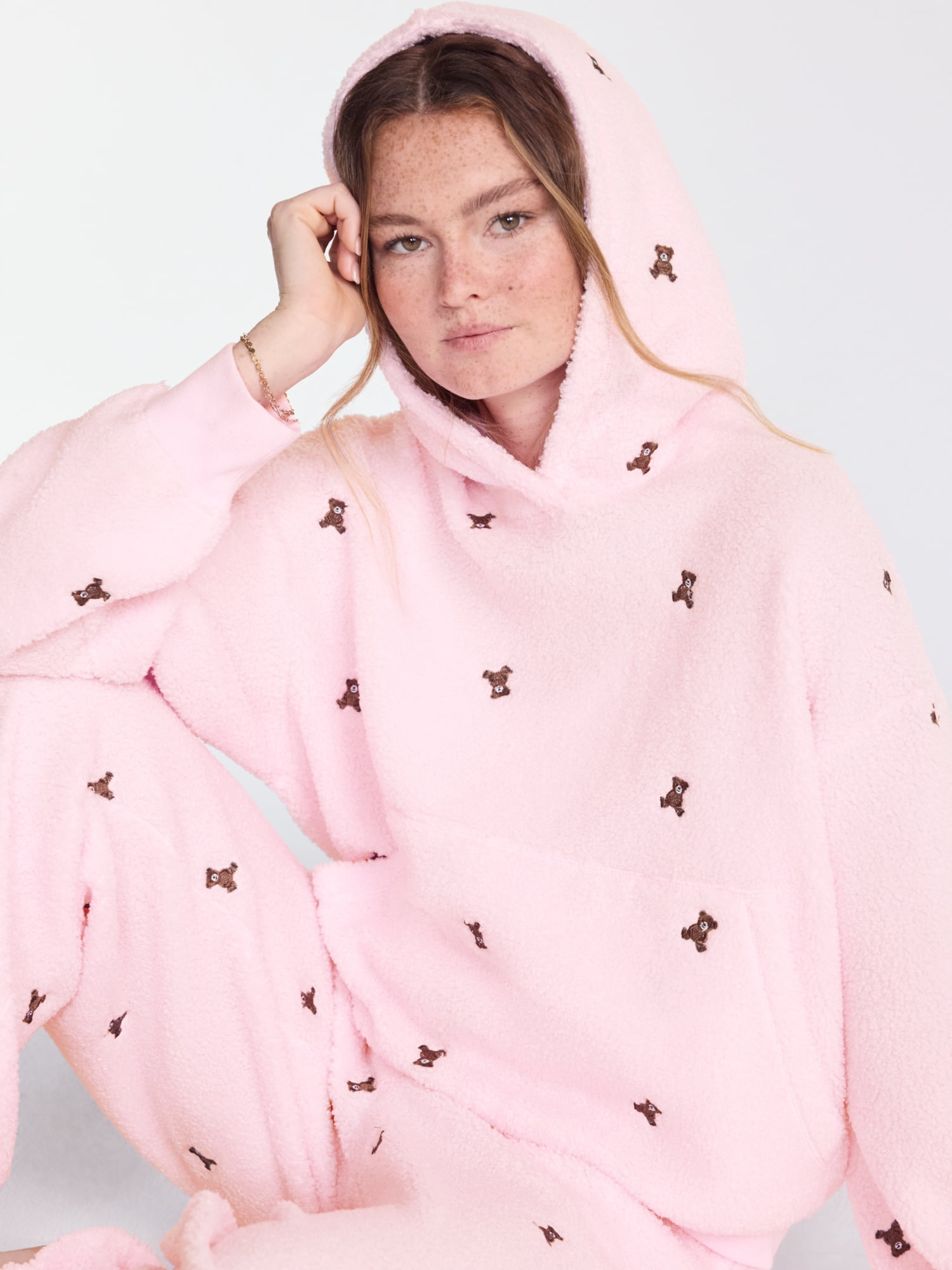 No Boundaries Cozy Teddy Hoodie, Women’s XS-2X