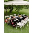 thumbnail image 3 of Outdoor Tablecloth with Umbrella Hole and Zipper, Merry Christmas Rectangle Table Cloth 60x120 Inch Waterproof Tablecloth, Black Xmas Tree Snowflake Poinsettia Picnic Table Cover for Patio Camping, 3 of 7