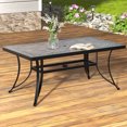 thumbnail image 3 of Boyel Living 66"x36" Outdoor Cast Aluminum Rectangular Dining Table, Patio Table Porcelain Top with Umbrella Hole, Dark Gold, 3 of 7