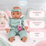 My Sweet Love 18-Inch Soft Baby Doll with Pacifier, Removable Mint Green Jumpsuit, Headband & Brown Eyes