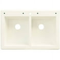thumbnail image 3 of Transolid Radius 33in x 22in silQ Granite Drop-in Double Bowl Kitchen Sink with 4 CABD Faucet Holes, In White, 3 of 4