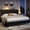 Black, variant on EnHomee Queen Bed Frame with Adjustable Headboard Upholstered Platform Bed Frame with LED Lights & Charge Station ,Gray