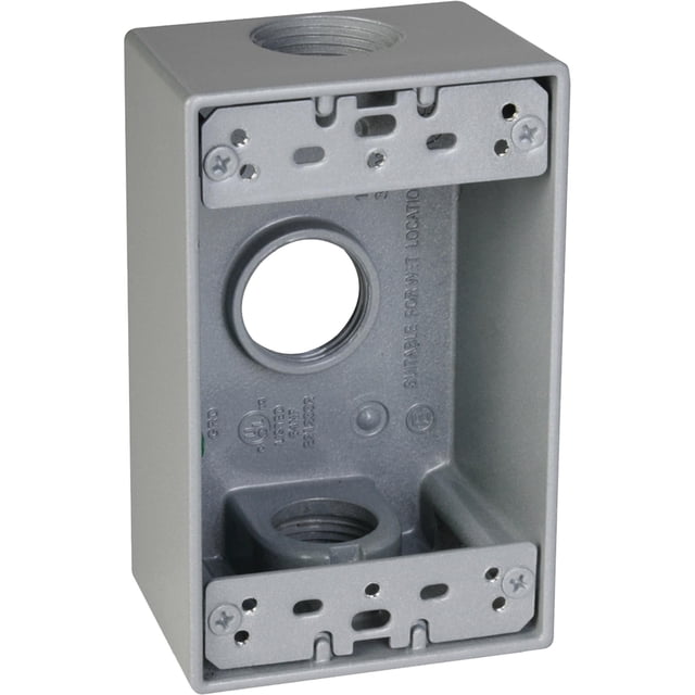 Caja estanca TayMac SB375S de 1 módulo con 3 salidas, gris