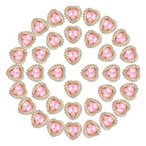 16mm Heart Sew on Rhinestones, 60 Pcs Rhinestone Sequin Embellishments Crystal Glass Metal Base for Bedazzling, Light Pink