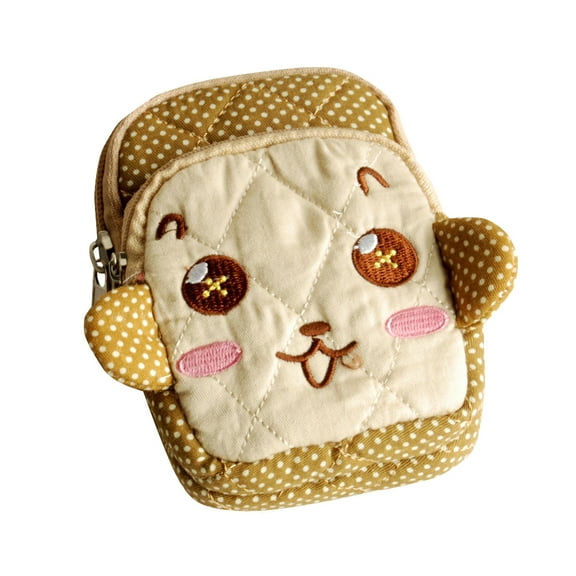 [Lovely Monkey] Embroidered Applique Fabric Art Wallet Purse/ Pouch Bag (2.9 X 4.7 X 0.98 inches)
