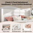 thumbnail image 5 of Frostbloom Queen Size Velvet Upholstered Platform Bed Frame with Wingback Headboard, No Box Spring Needed, White, 5 of 8