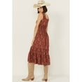 thumbnail image 4 of Rock & Roll Denim Women's And Sleeveless Floral Print Midi Dress Chocolate Medium  US, 4 of 4