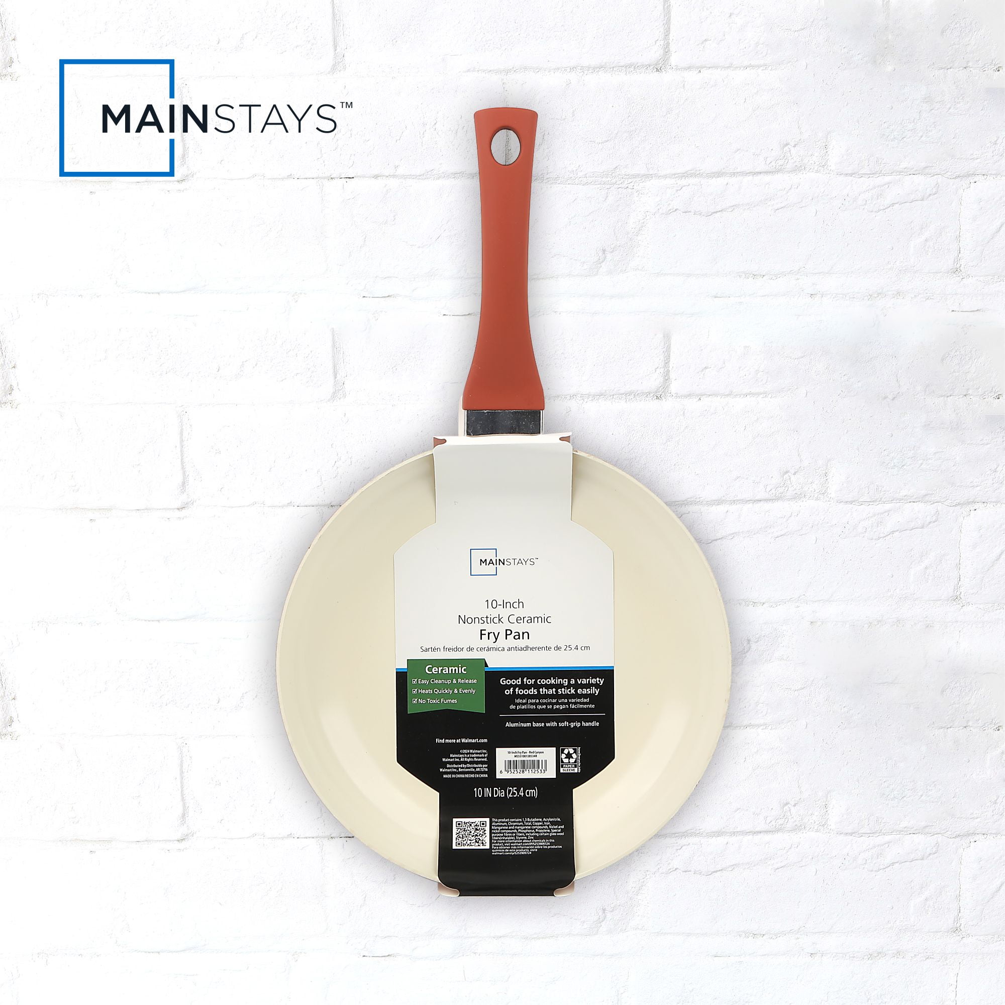 Mainstays Ceramic 10In Aluminum Nonstick Frypan Red Canyon