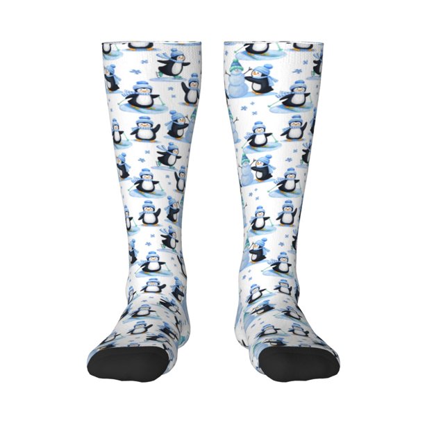 Balery Playful Penguins and Snowmen Calcetines novedosos Calcetines deportivos Calcetines hasta la rodilla Calcetines de algodón Calcetines originales y geniales