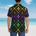 thumbnail image 4 of Fotbe Mardi Gra Geometric Camisa Hawaiana para Hombre Unisex – Camisa Casual de Verano con Botones de Manga Corta de Algodón y Lino,Medium, 4 of 7
