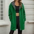 thumbnail image 4 of Long Winter Coats for Women Long Sleeve Plain Fleece Lined Zip Up Hooded Jacket with Pockets Outerwear, 4 of 6