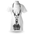 thumbnail image 3 of Indie Apron Hand Drawn Deer Portrait in a Nordic Style Knitted Sweater Hipster Christmas, Unisex Kitchen Bib Apron with Adjustable Neck for Cooking Baking Gardening, Charcoal Grey White, by Ambesonne, 3 of 3