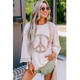 thumbnail image 5 of Women's Jet Stream Floral Peace Sign Graphic Drop Shoulder Casual Top | [ZhiHiMeRi] | (US 4-6)S, 5 of 6