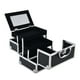 thumbnail image 4 of Estuche de tren de maquillaje, organizador de caja de maquillaje con espejo, divisor multiusos, estuche de tocador, caja organizadora de belleza para Negro, 4 of 9