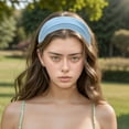 thumbnail image 2 of Unique Bargains 1 Pc Headband Wide Solid Texture Hairband for Women Blue, 2 of 5